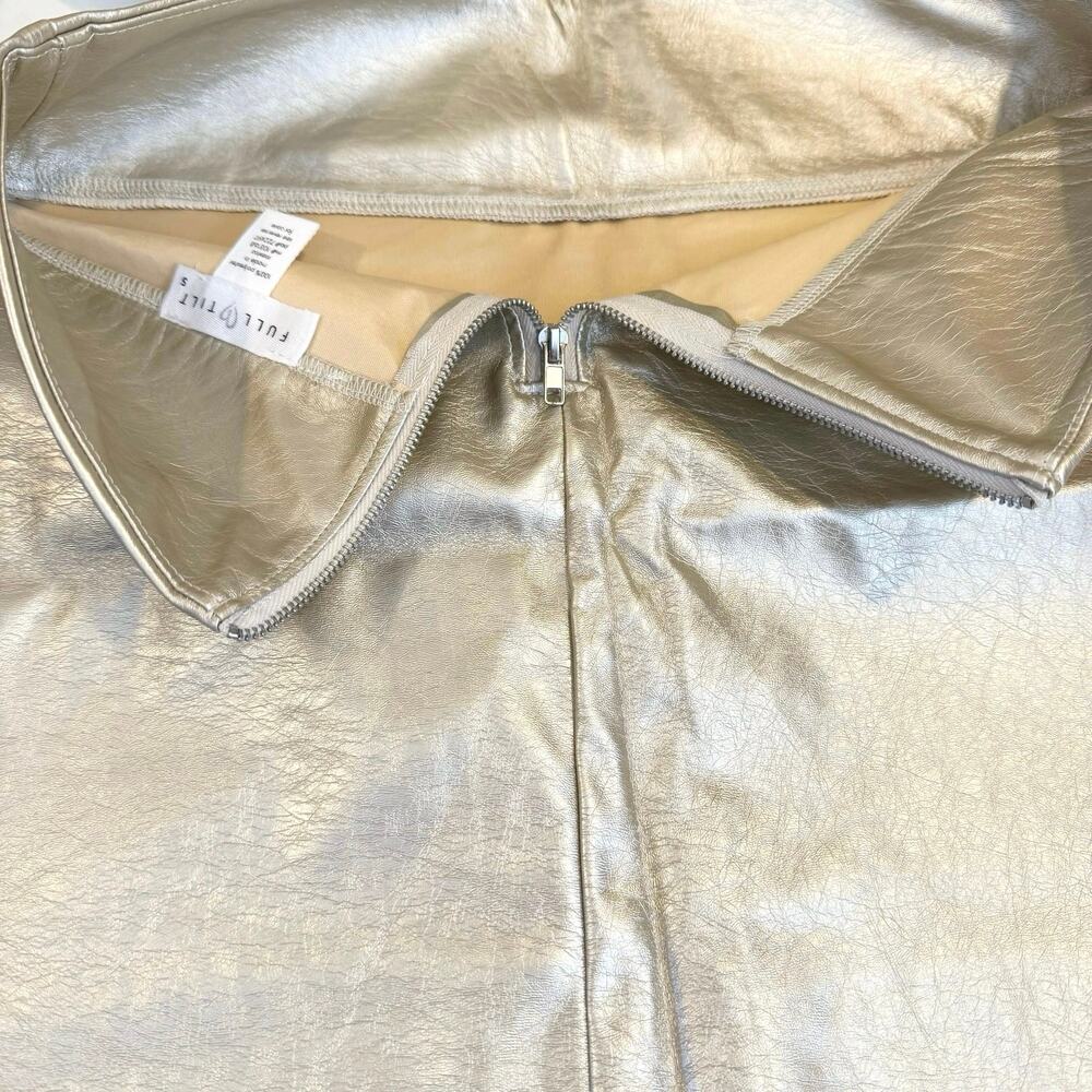 Full tilt high waist Y2K deadstock champagne gold metallic mini skirt skater S - Picture 6 of 7